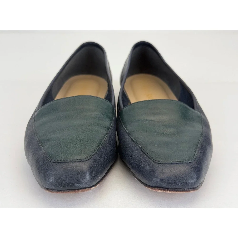 Enzo Angiolini Square Toe Leather Flats 9M Colorblock Vintage 90s Italian